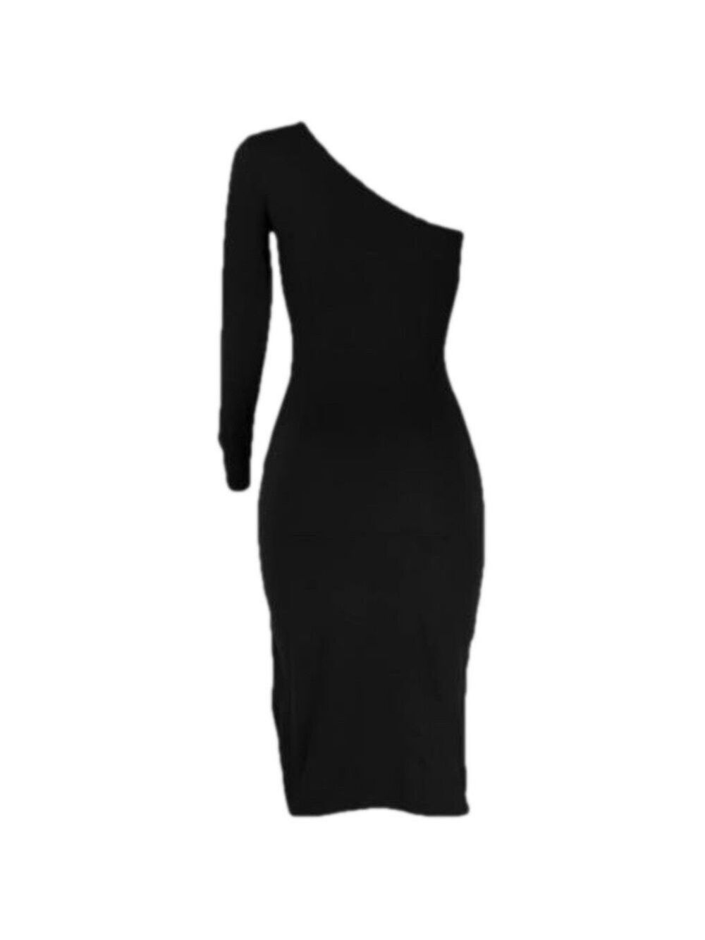 NWT. Nathalie Cut Out One Shoulder Midi Black Dress Size Large - Picture 5 of 14